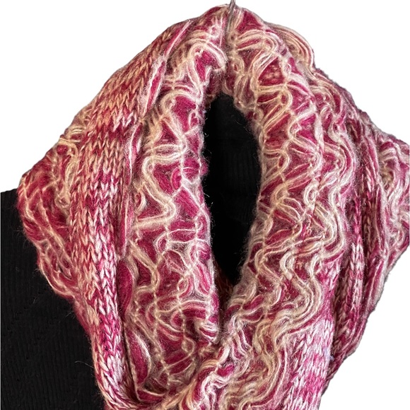 Deep Pink Multimedia Long Knit Scarf - Picture 7 of 7
